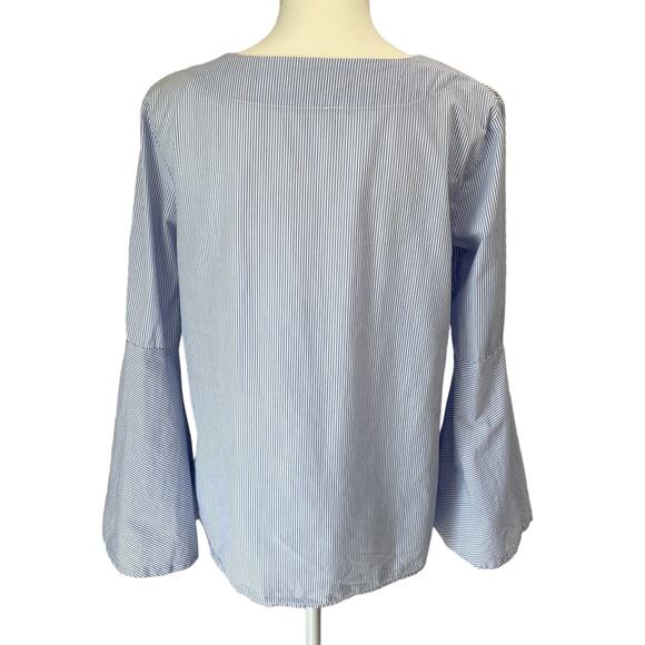 PHILOSOPHY Pinstripe Bell Sleeve Top Size SM Preppy Crisp Coastal Cruise Resort - Picture 2 of 7